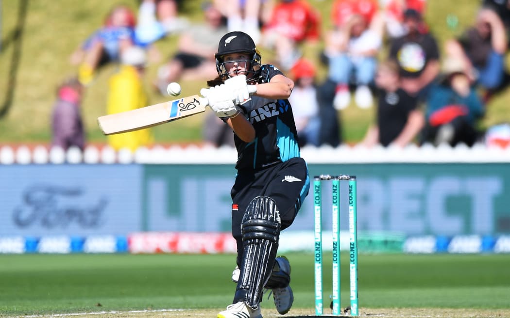 New Zealand player Izzy Gaze during the 5th T20 International New Zealand White Ferns v England. Basin Reserve, Wellington, New Zealand. Friday 29 March 2024. ©Copyright Photo: Chris Symes / www.photosport.nz