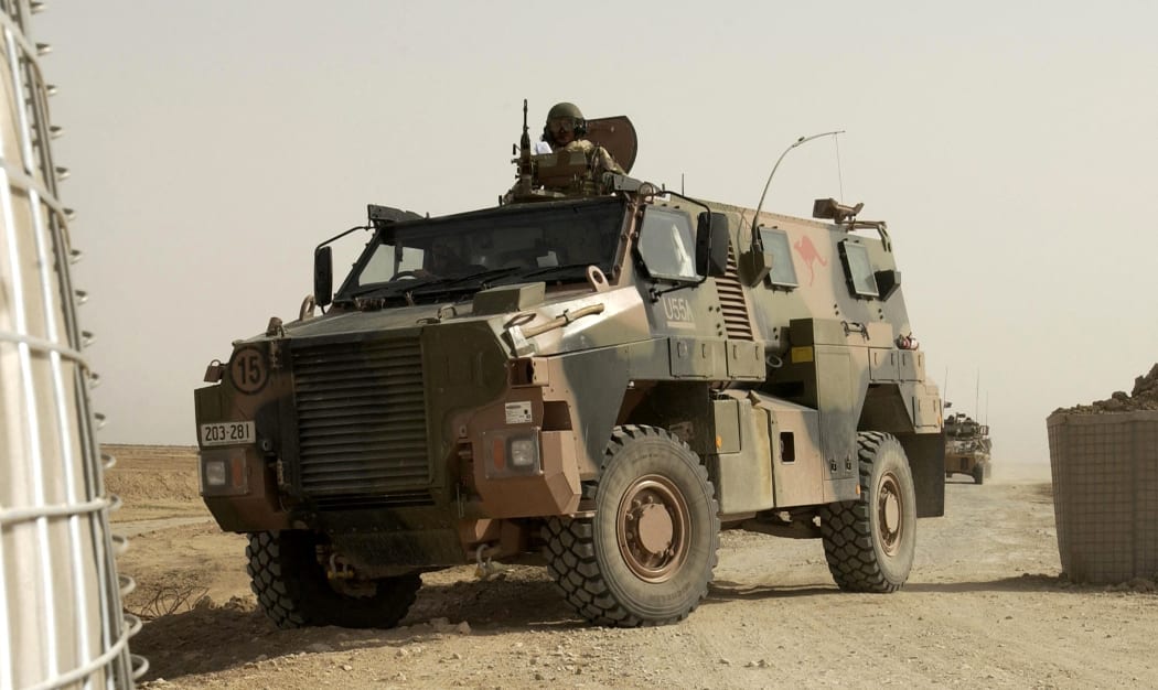 An Australian Army Bushmaster Infantry Mobility Vehicle (IMV) on patrol at an undisclosed location in Iraq.