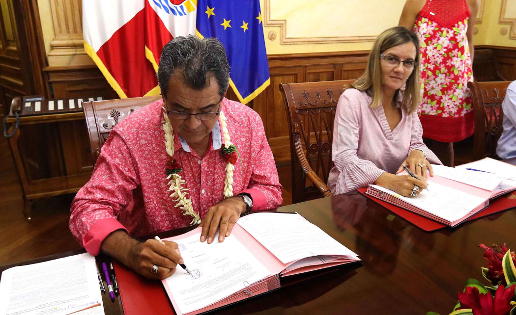 French Polynesia's president Edouard Fritch and Professor Nabila Gaertner-Mazouni