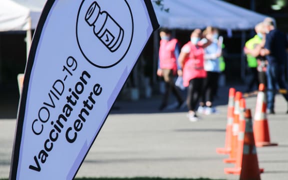 CHRISTCHURCH, NEW ZEALAND - 2021/08/25: Officials are seen at a vaccination centre in Christchurch.