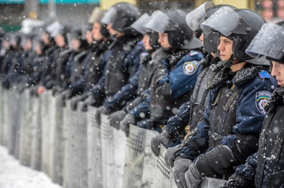 Riot police in Kiev.