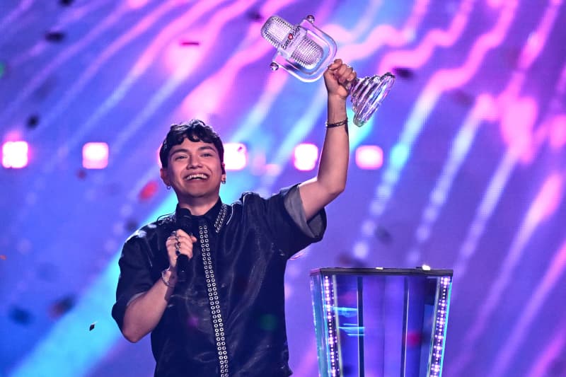 Austrian singer Johannes Pietsch, known as JJ representing Austria with the song "Wasted Love" performs after winning the grand final of the Eurovision Song Contest 2025, at the St. Jakobshalle arena in Basel on May 18, 2025.