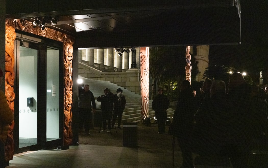 From the dawn ceremony for the unveiling and naming of Parliament's new Te Kahui Mouri.