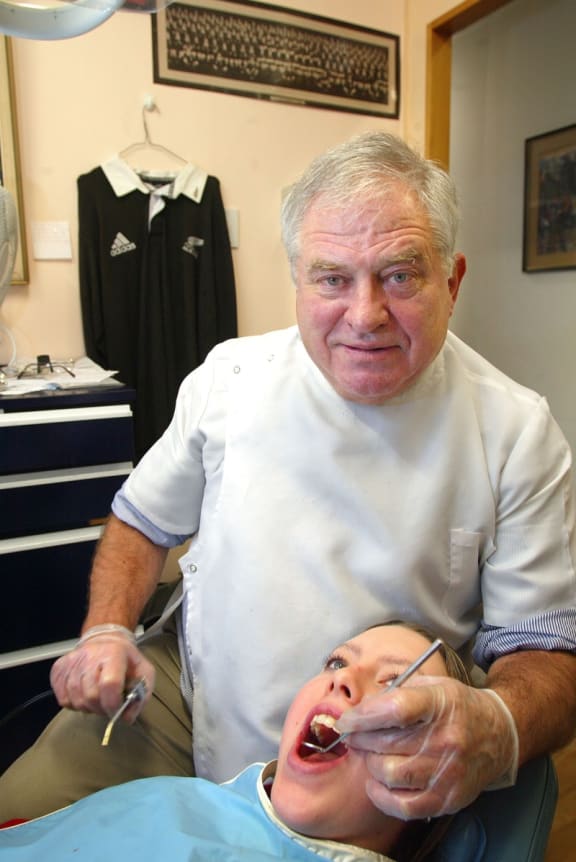 Former All Black Earle Kirton at his dental surgery in Wellington.
