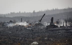 Aftermath of Pukaki Downs scrub fire in Twizel. State Highway 80 in Canterbury has now reopened.