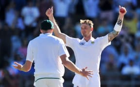 Dale Steyn of South Africa celebrates.