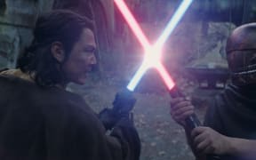 (L-R): Osha Aniseya (Amandla Stenberg) and the Stranger in Lucasfilm's THE ACOLYTE, season one, exclusively on Disney+. ©2024 Lucasfilm Ltd. & TM. All Rights Reserved.