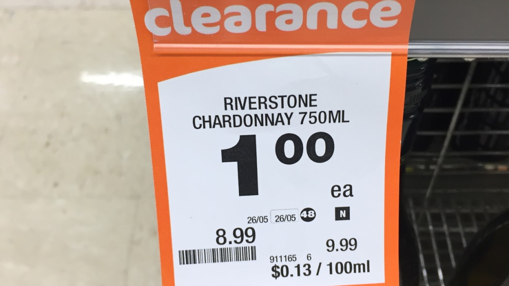 Countdown's Northcote supermarket was selling Riverstone Chardonnay for just $1 on Friday.
