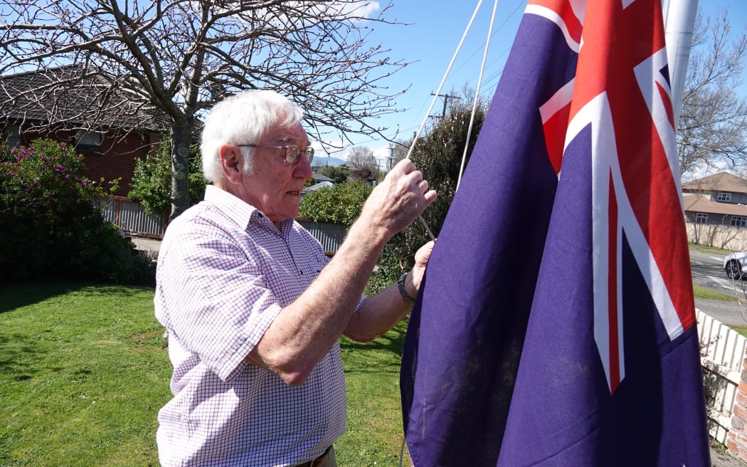 Patrick Nolan lowered the flag on the front lawn of his Feilding home to half-mast today.