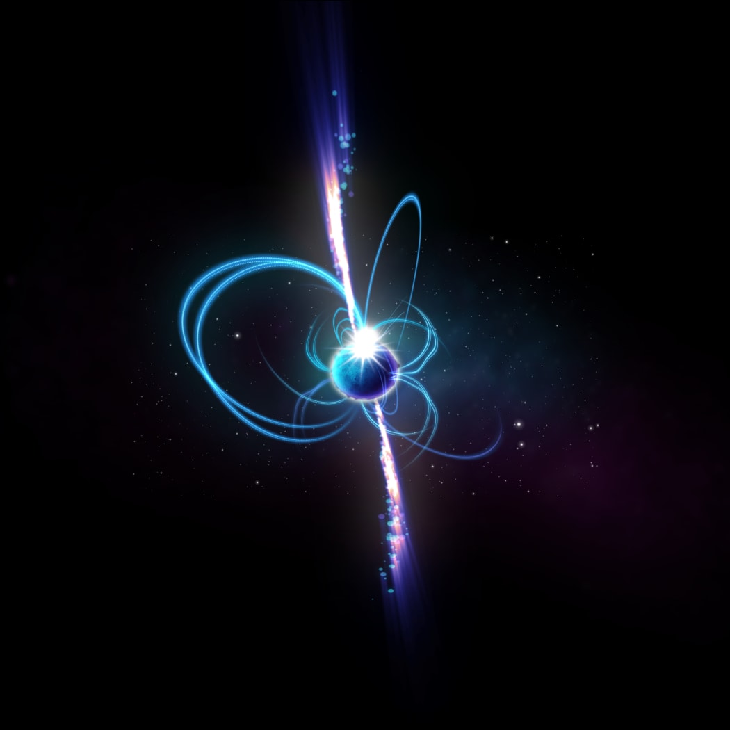 An artist’s impression of what the object might look like if it’s a magnetar. Magnetars are incredibly magnetic neutron stars, some of which sometimes produce radio emission. Known magnetars rotate every few seconds, but theoretically, "ultra-long period magnetars" could rotate much more slowly.