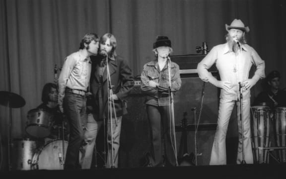 The Beach Boys, American band, during a concert at the Gaumont Palace. Paris (18th arrondissement), on December 8, 1970. (Photo by Christian Rose / Roger-Viollet via AFP)