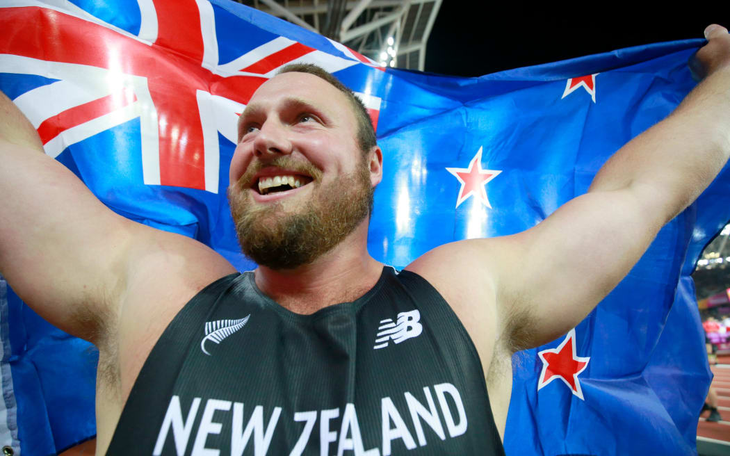 Tom Walsh celebrates his world championship success.