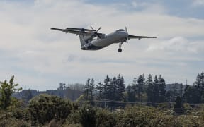 An Air New Zealand domestic flight leaves Rotorua airport.  Photo / Andrew Warner