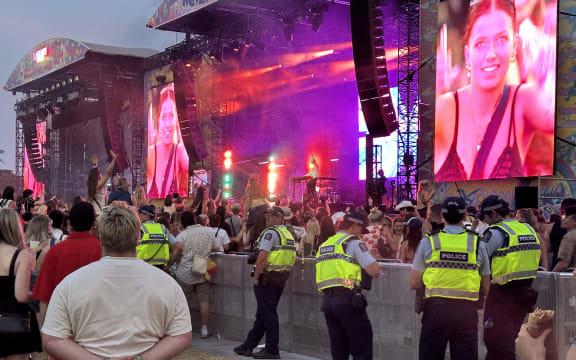 Police at Laneway festival in Auckland, 2025.