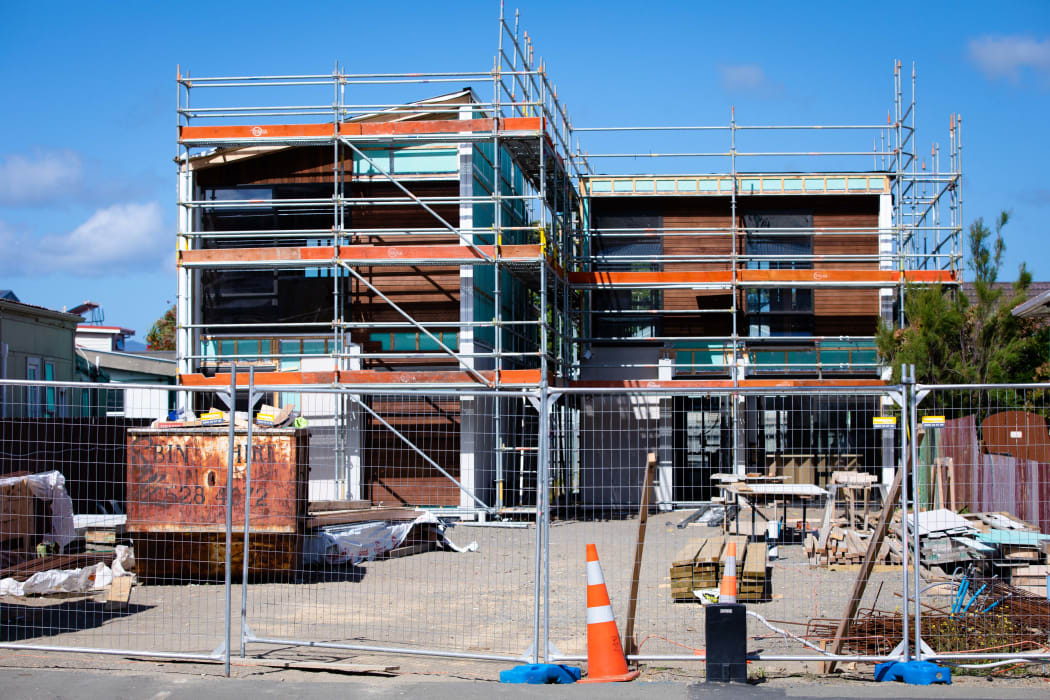 An apartment building under construction in Wellington