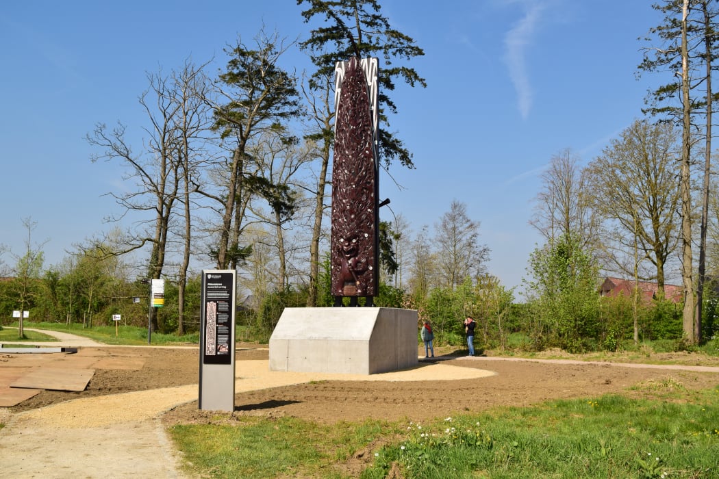 The monument was carved at the New Zealand Māori Arts and Crafts Institute (NZMACI) in Rotorua.