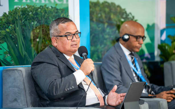 Marshall Islands Finance Minister David Paul, who is chairing the Forum Economic Ministers Meeting in Majuro this week, in a file photo from the COP29 global climate summit in Azerbaijan.