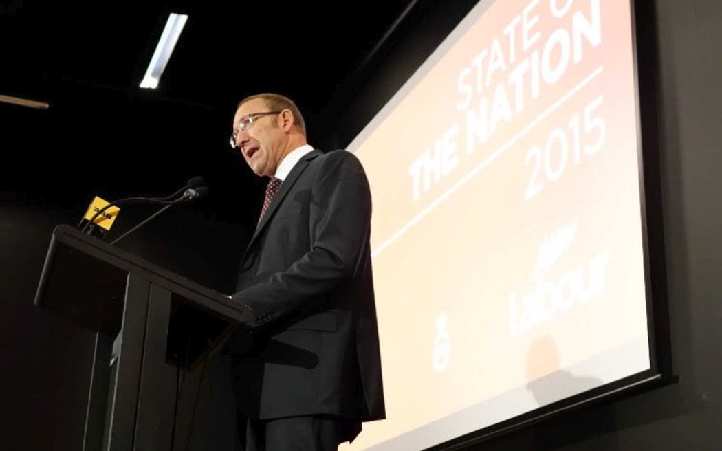 Labour leader Andrew Little - pictured during his speech today in Auckland