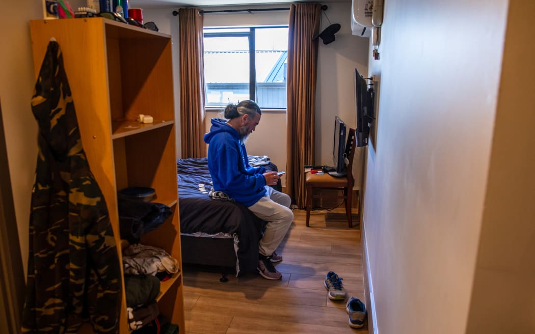 Bryan Watling at an Auckland boarding house he moved into after being evicted at short notice in July 2025.