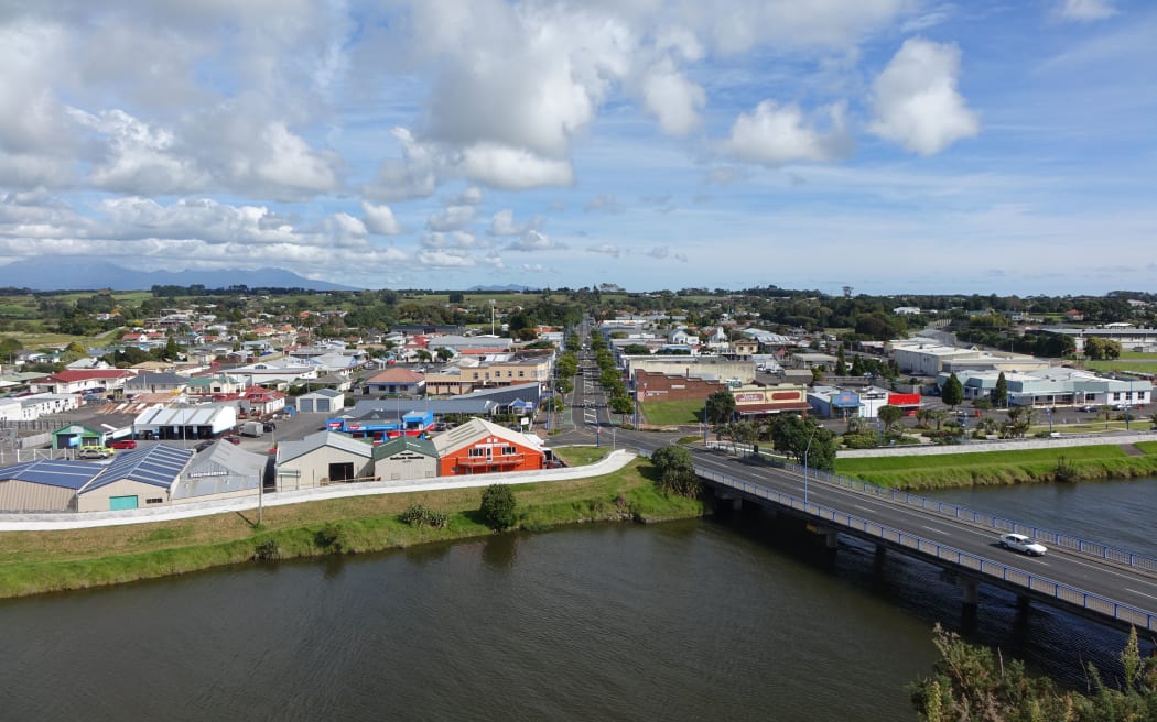 Waitara as seen from the Manukorihi lookout. Waitara has a population of about 6800 of which about 40 percent identify as Maori.