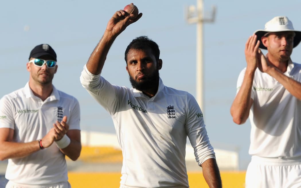 Adil Rashid of England after claiming a 5 wicket haul during day five of the 1st Test between Pakistan and England, October 17, 2015 in Abu Dhabi