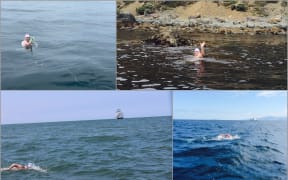 Simon during his Cook Strait and English Channel swims.