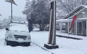 Snow in Ohakune earlier today.