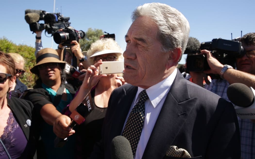 Winston Peters at Te Tii Marae in a standoff with officials.