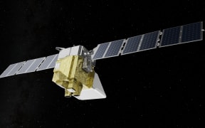 A model of the MethaneSAT satellite that will be taken over eventually by the University of Auckland's mission control centre.