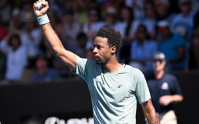 Gael Monfils of France wins the 2nd set against Pedro Martinez of Spain in the Round 1, R32 Men’s Singles Match of the 2025 Men’s ASB Classic.