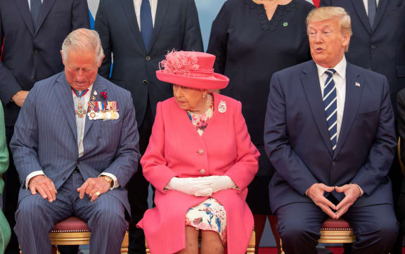 Prince Charles, Queen Elizabeth II and US President Donald Trump during an event in Portsmouth to commemorate the 75th anniversary of the D-Day landings.