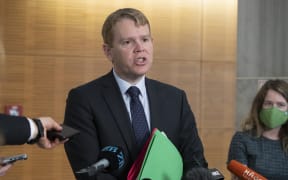 Covid-19 Response Minister Chris Hipkins during his caucus standup at Parliament, Wellington, 16 November, 2021.