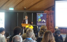Penehuro Lefale, the Nobel Prize winning international climate analyst, speaking at the Pacific Housing Forum in Auckland.