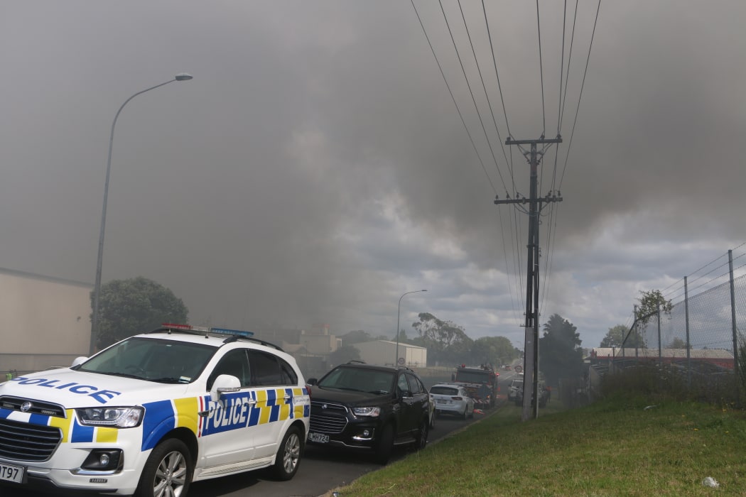 Smoke billows from the Papakura fire on 12/1/2021.