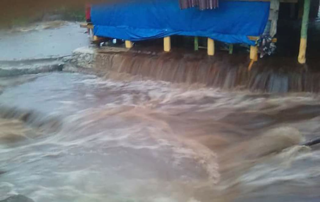 Screenshot from a video on Facebook of floodwater on Savai'i.