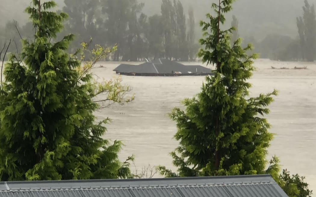 A house in Esk Valley that floodwaters picked up and swept about 900 metres downstream.
