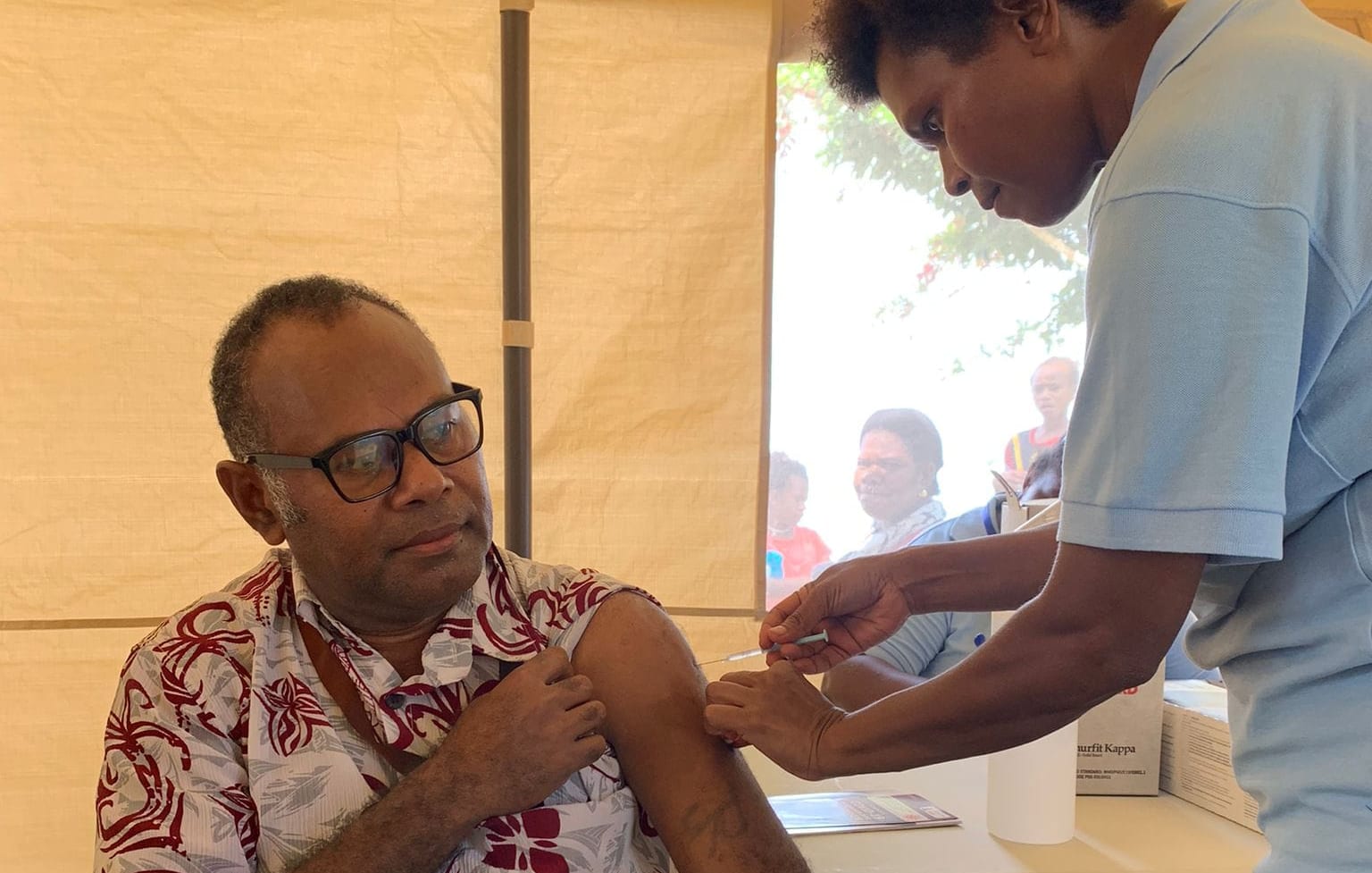 Covid-19 vaccinations being given in Vanuatu.