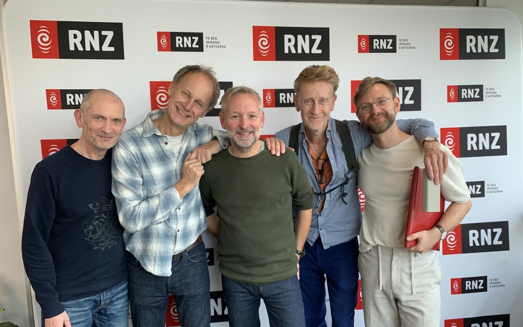 Five members of the Calefax dutch reed quintet  who have travelled to New Zealand for a series of workshops and 9 concerts.