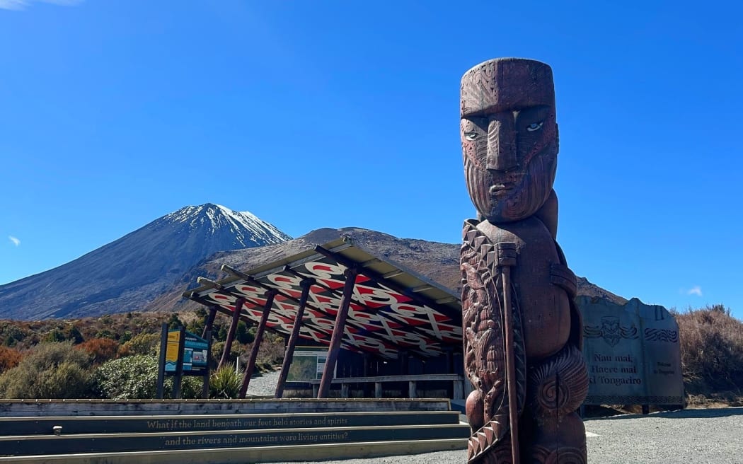 The pou whenua Te Ririō at the start of the Tongariro Alpine Crossing. Credit: Supplied via LDR (single use only)