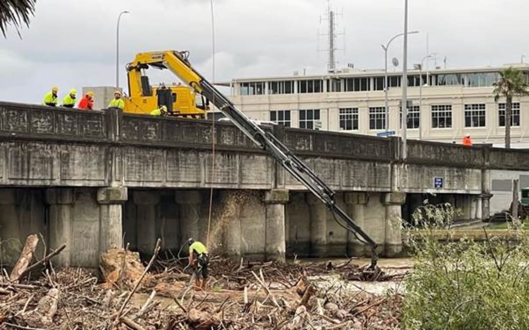 The Gladstone Road bridge in Gisborne was among those affected by forestry slash after Cyclone Hale in January, 2023.