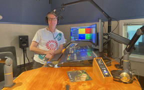 RNZ Concert Three to Seven host, Bryan Crump is chuffed with his new desk.