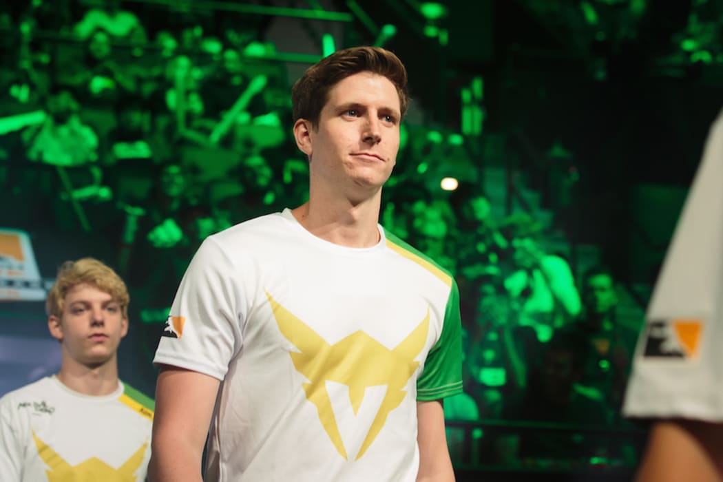 Adelaide-born professional eSports player Scott Kennedy, AKA Custa, enters the arena for the Los Angeles Valiant match.