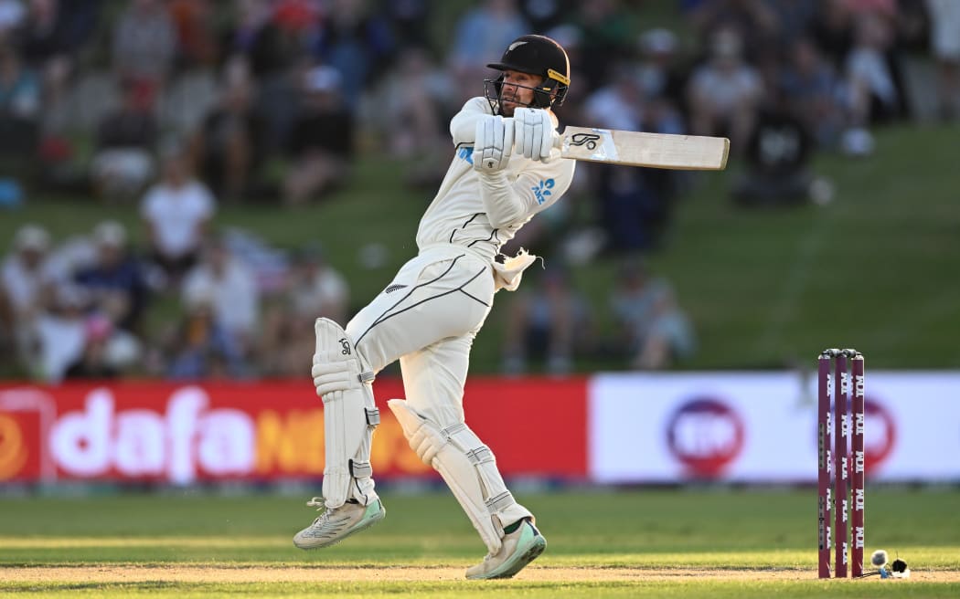 New Zealand's Tom Blundell on his way to 138 against England in the first test against England in Tauranga.  It's was Blundell's fourth test century.