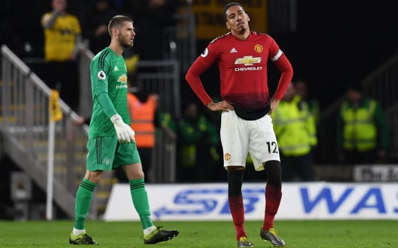 Manchester United's David de Gea and Chris Smalling