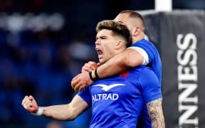2023 Guinness Six Nations Championship Round 1, Stadio Olimpico, Rome, Italy 5/2/2023
Italy vs France
France’s Mathieu Jalibert celebrates scoring his side’s fourth try of the game with Reda Wardi
Mandatory Credit ©INPHO/Matteo Ciambelli