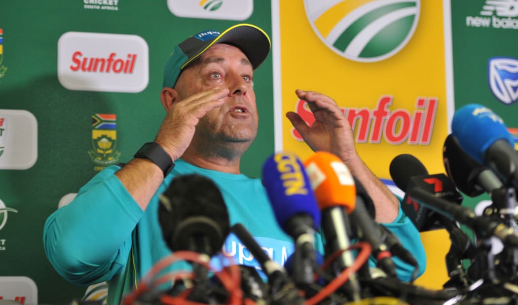 Darren Lehmann speaking after ball-tampering scandal.