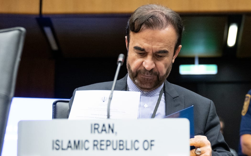 Iran’s ambassador to the International Atomic Energy Agency (IAEA) Reza Najafi arrives to an extraordinary IAEA’s Board of Governors meeting at the agency's headquarters in Vienna, Austria on June 23, 2025. (Photo by Joe Klamar / AFP)