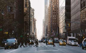 NEW YORK, USA - NOV 27, 2017: Madison Ave and 45nd Street, Midtown Manhattan, New York City, United States