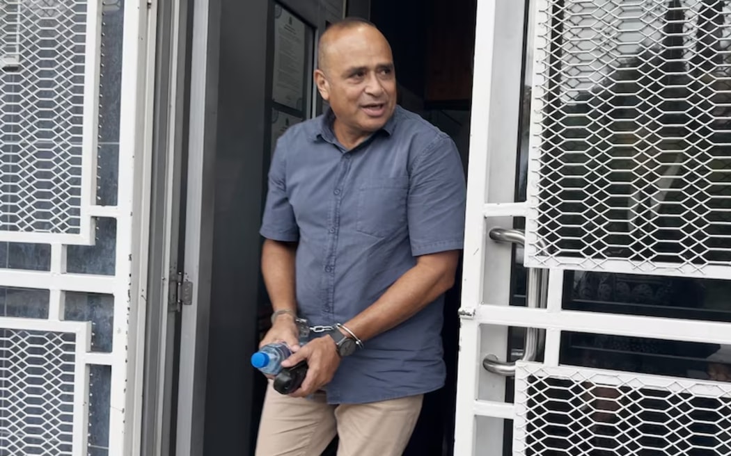 Sitiveni Qiliho did not answer questions from journalists after being arrested on Monday. (ABC News: Lice Movono)