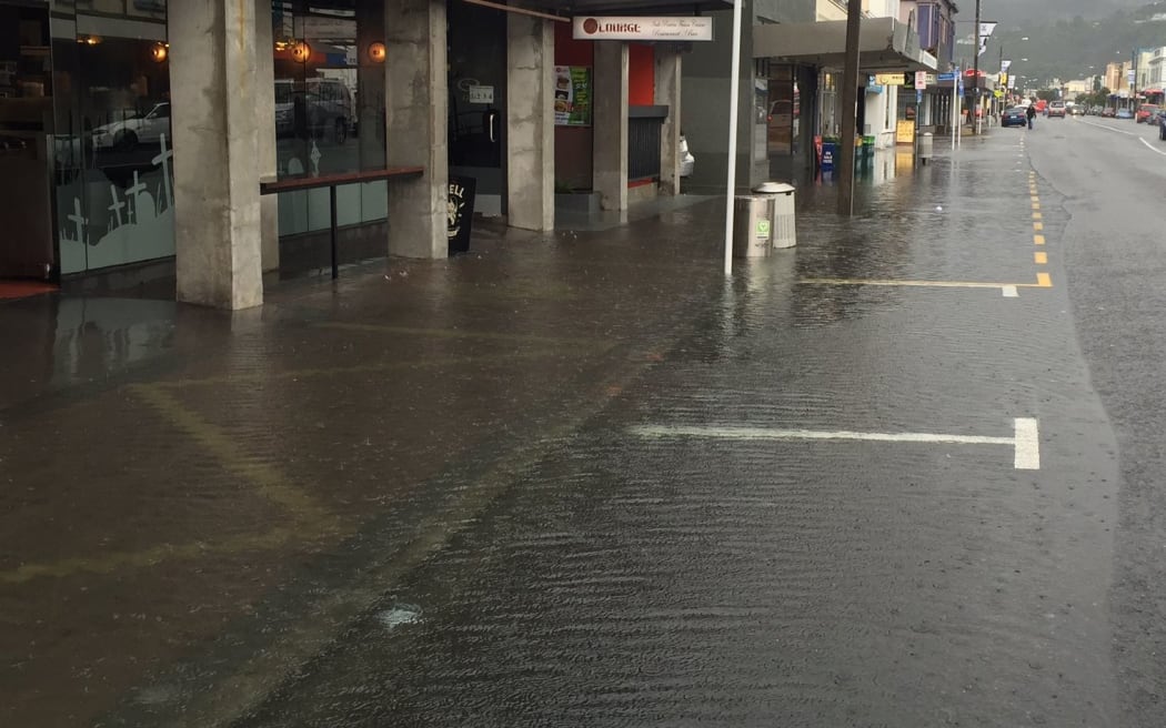 Flooding in Petone's Jackson Street.